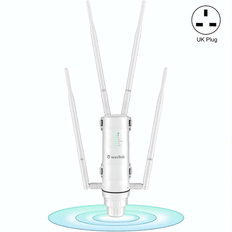 WAVLINK WN572HG3 With 4x7dBi Antenna AC1200 Outdoor WiFi Extender Wireless Routers, Plug:UK Plug