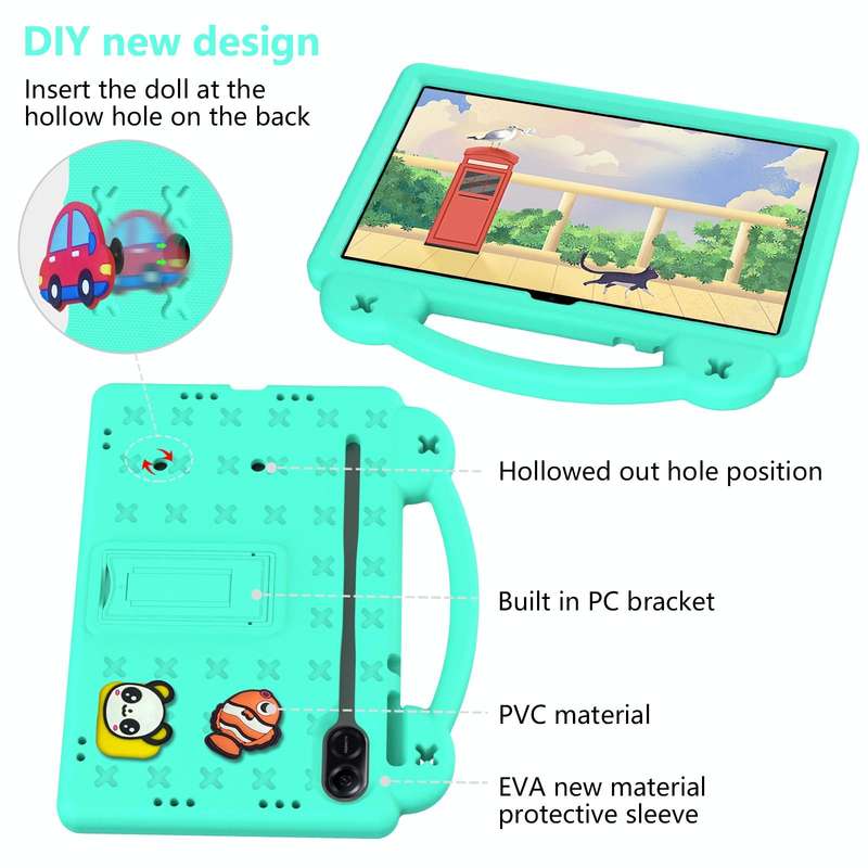 For Honor Pad X9 Handle Kickstand Children EVA Shockproof Tablet Case(Mint Green)