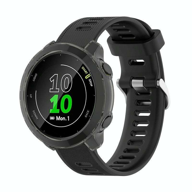 For Garmin Forerunner 158 / 55 Half Coverage Hollowed TPU Protective Case(Transparent Black)