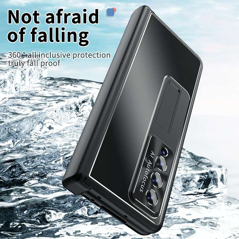 For Samsung Galaxy Z Fold4 Aluminum Alloy Double Hinge Shockproof Phone Protective Case(Black)