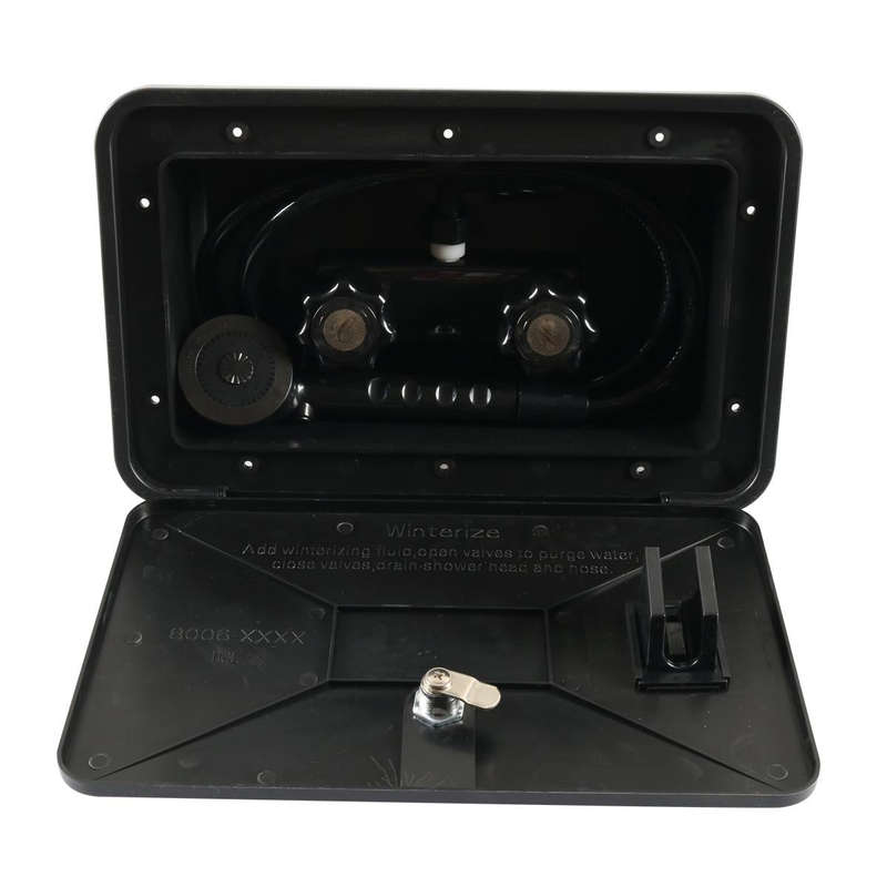 A6622-02 Black RV External Shower Box Head with Hose