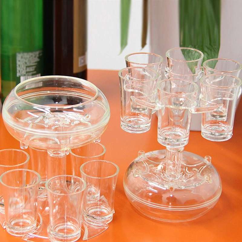 6 Shot Glass Dispenser And Holder Automatic Diversion Pourer(Wine Red)