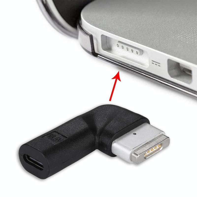 USB-C / Type-C Female to 5 Pin MagSafe 2 (T-Shaped) Male Charge Adapter(Black)