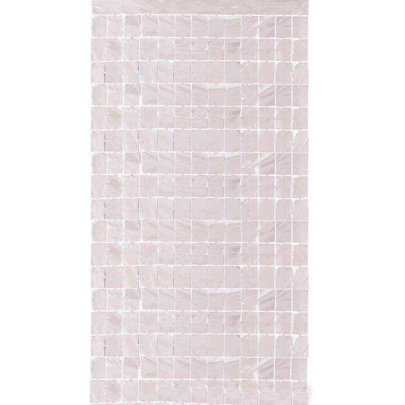 2 PCS 1x2M Square Rain Silk Door Curtain Birthday Party Background Wall Decoration(Silver)