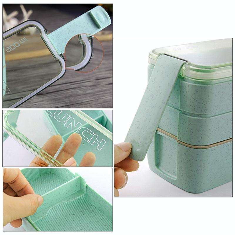 900ml 3 Layers Bento Box Lunch Box Food Container Wheat Straw Material Microwavable Dinnerware Lu...