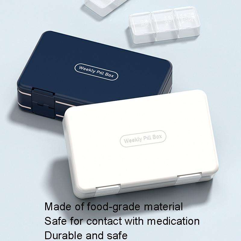 24 Grid Large Capacity Sealing Pills Case 3 Times A Day 7 Day Medicine Organizer Box(White)