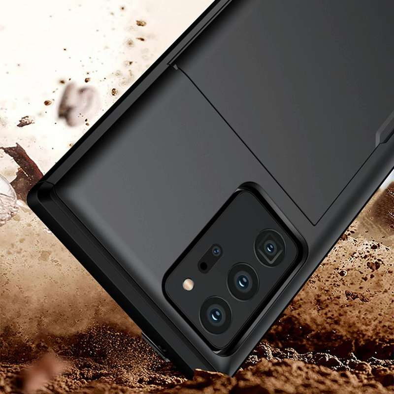 For Samsung Note20 Ultra Shockproof Rugged Armor Protective Case with Card Slot(Gold)