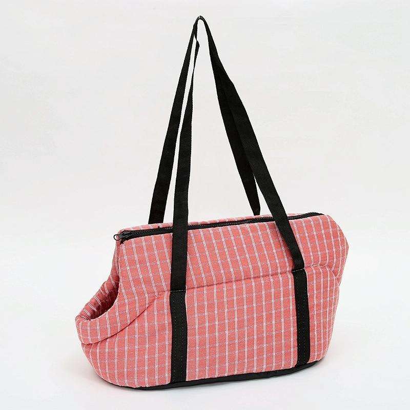 Outside Travel Puppy Dogs Breathable Carrying Plaid Shoulder Bags for Pet Dogs Cats, Size:S (Pink)