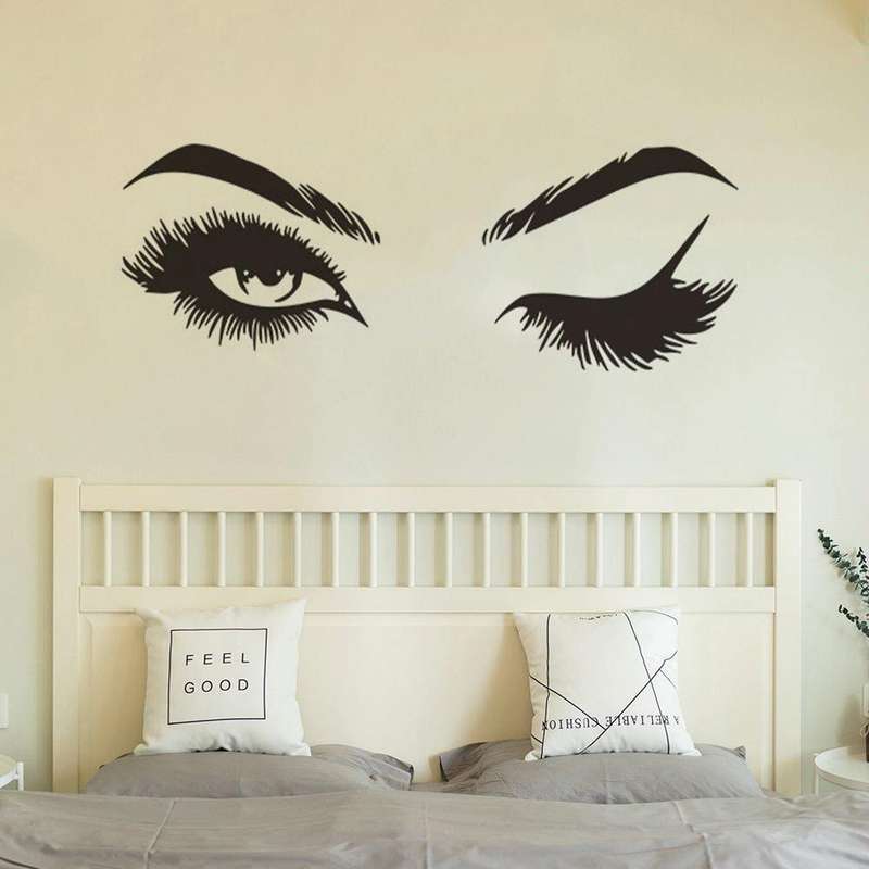 2 PCS/Set Makeup Shop Beauty Studio Decoration Personality Eyebrow Wall Sticker, Size:57x19cm(Black)