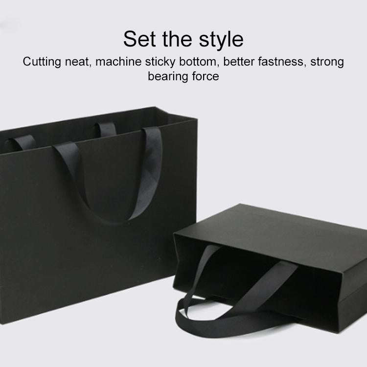 Black Shopping Kraft Paper Bag Handbag, Size:XL