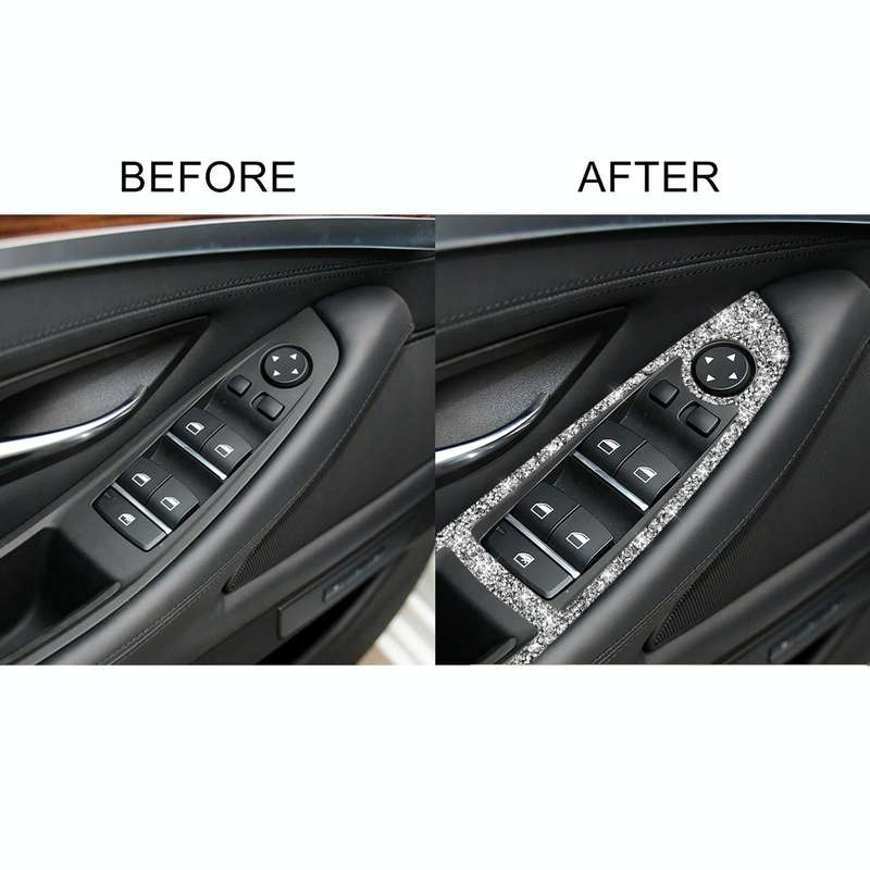 For BMW F10 5 Series 2011-2018 Car Window Lift Switch Diamond Decorative Sticker, Left-hand Drive