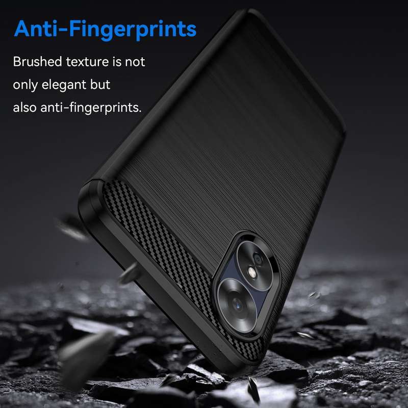 For OPPO A17k Brushed Texture Carbon Fiber TPU Phone Case(Black)