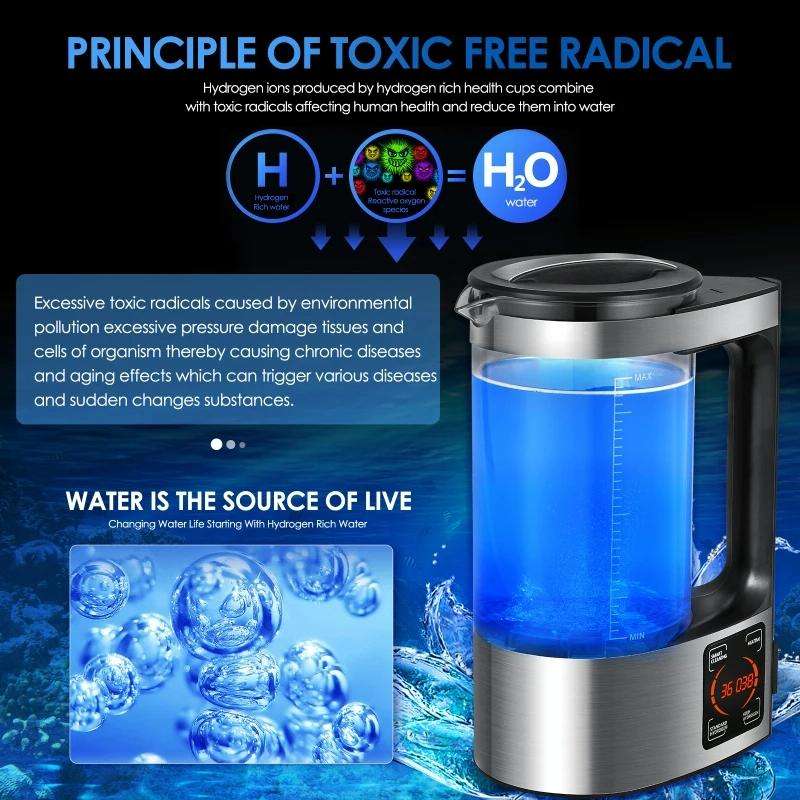 V8 2L Micro-electrolysis hydrogen-rich Water Machine Home Smart Cleaning Hydrogen-rich Kettle(UK ...
