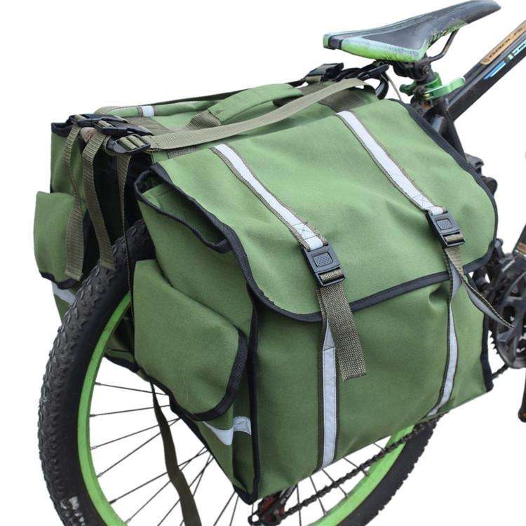 Waterproof Canvas Bicycle Saddle Bag Backpack Motorcycle Bag(Green)