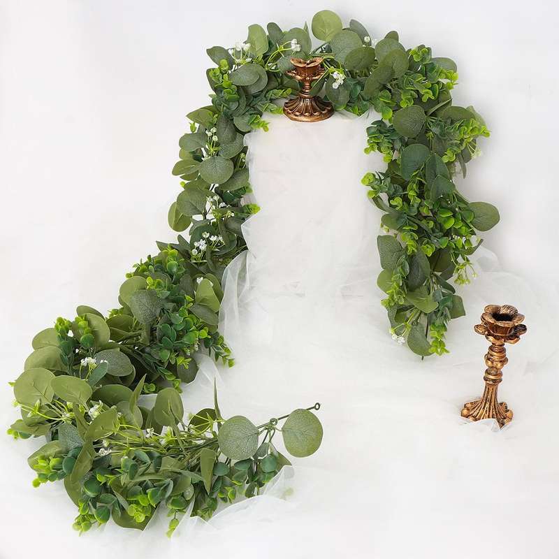 180cm Simulation Greenery Eucalyptus Ivy Leaf Rattan Hanging Fake Flower Decoration Rattan, Style...