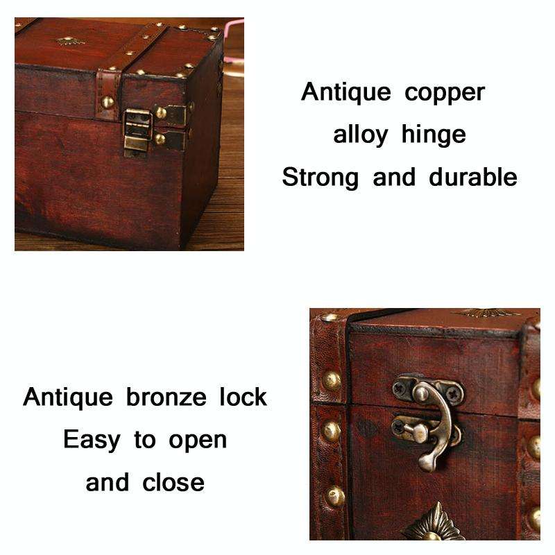 Wooden Square Vintage Jewelry Storage Box Indoor Shooting Props,Specification 6266 Large