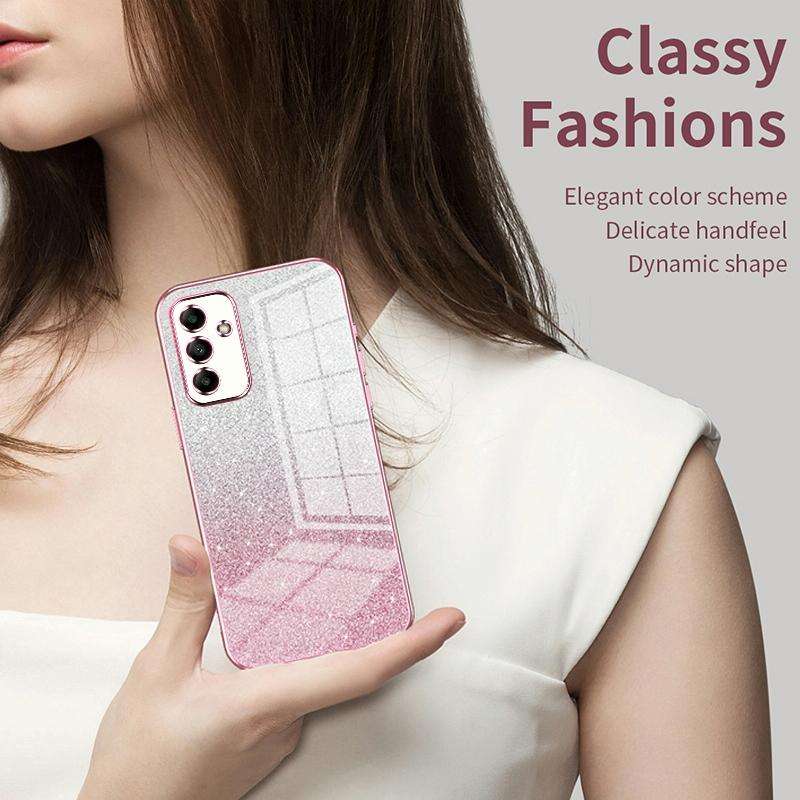 For Samsung Galaxy A05s Gradient Glitter Powder Electroplated Phone Case(Transparent)