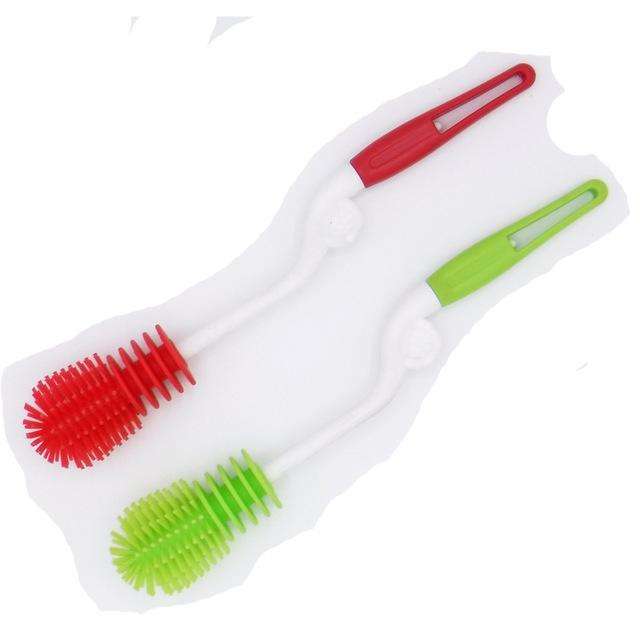 Washing Cleaning Rotary Handle Long Handle Scrubbing Feeding-bottle Brush(Green)