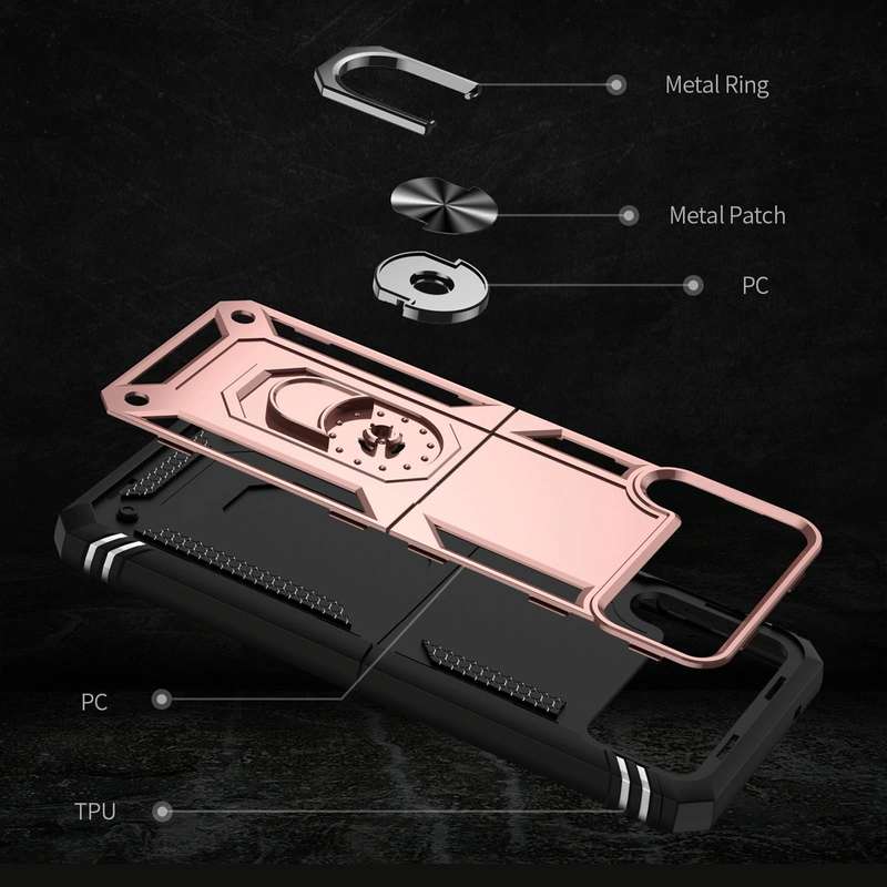For Samsung Galaxy Z Flip4 Shockproof TPU + PC Phone Case with Holder(Rose Gold)