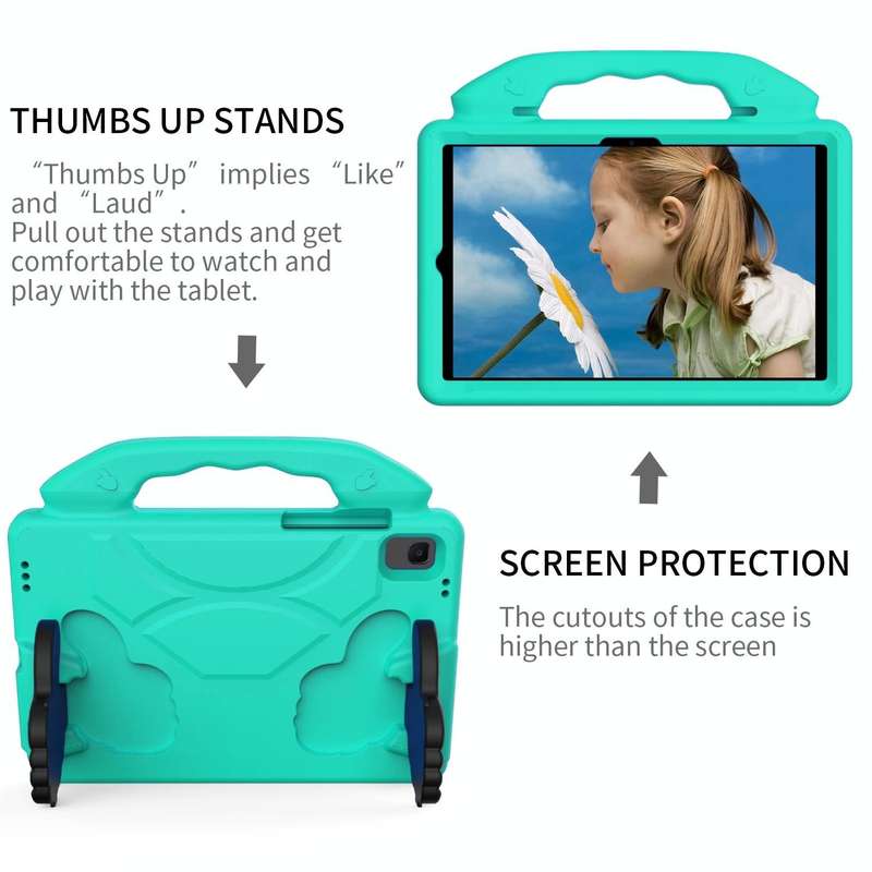 For Samsung Galaxy Tab A8 10.5 2021 X200 / X205 Thumb Bracket EVA Shockproof Tablet Case(Glacier ...