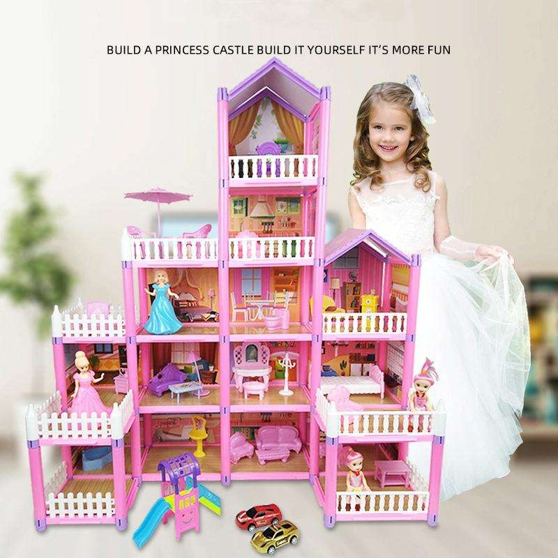 DSJ55-A 274pcs/set Children Passing Domestic Toy Doll House Princess Castle Set Simulation Disgui...