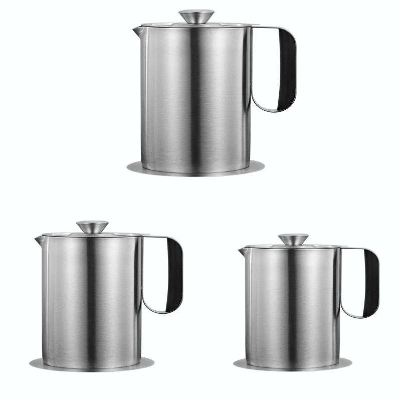 Household 304 Stainless Steel Large Capacity Oil Separator Pot, Capacity: Steel Color 2000ml