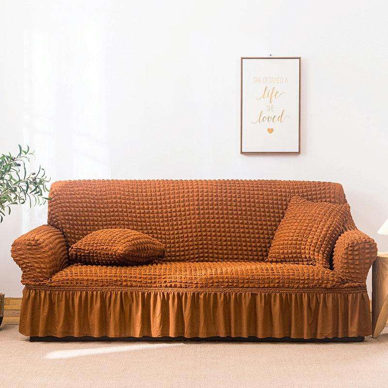 Living Room Stretch Full Coverage Skirt Style Sofa Cover, Size: Double M 145-185cm(One-color Must...