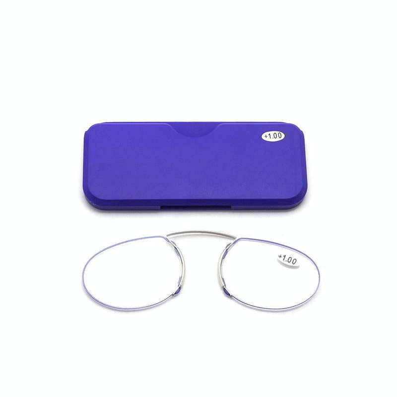 Pince-nez Reading Glasses Frameless Magnifying Glasses, Degree: +100(Blue)