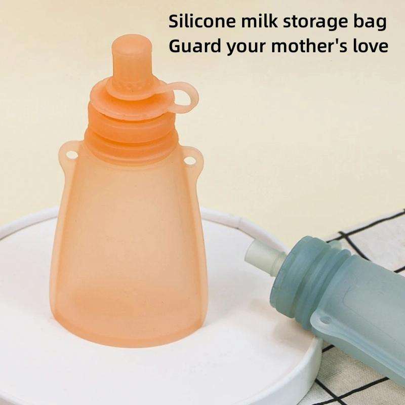 120ml Reusable Silicone Baby Food Pouches Refillable Squeeze Storage Containers(Blue)