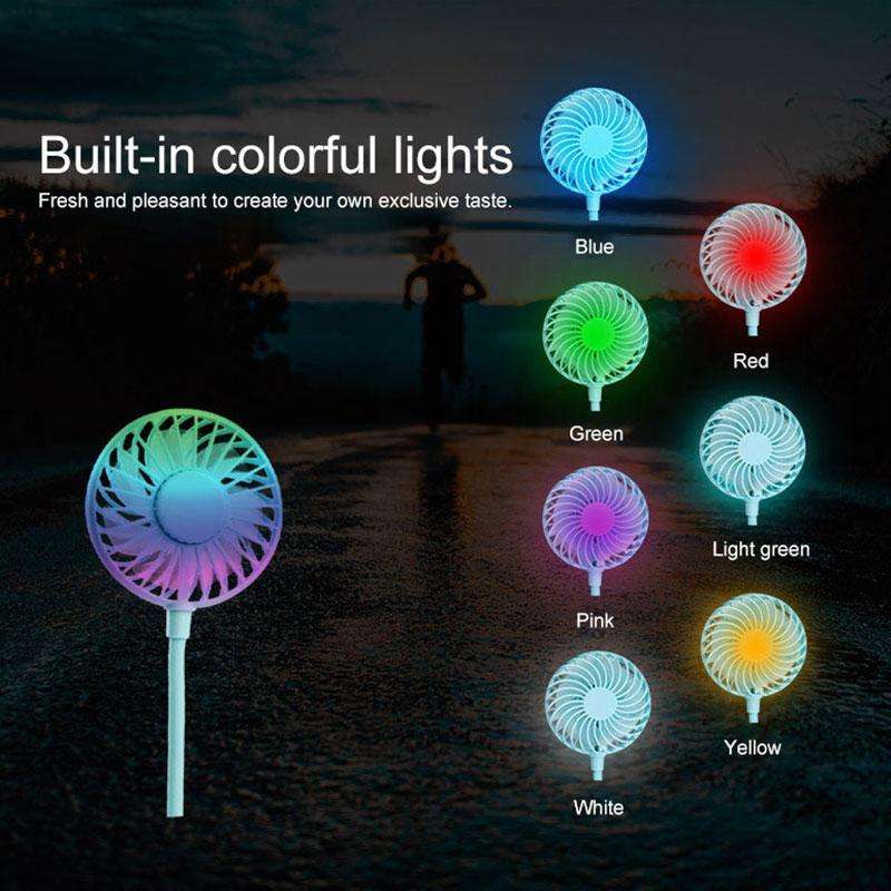 Creative Mini Hanging Neck Type Fan Outdoor LED Fan (Blue)