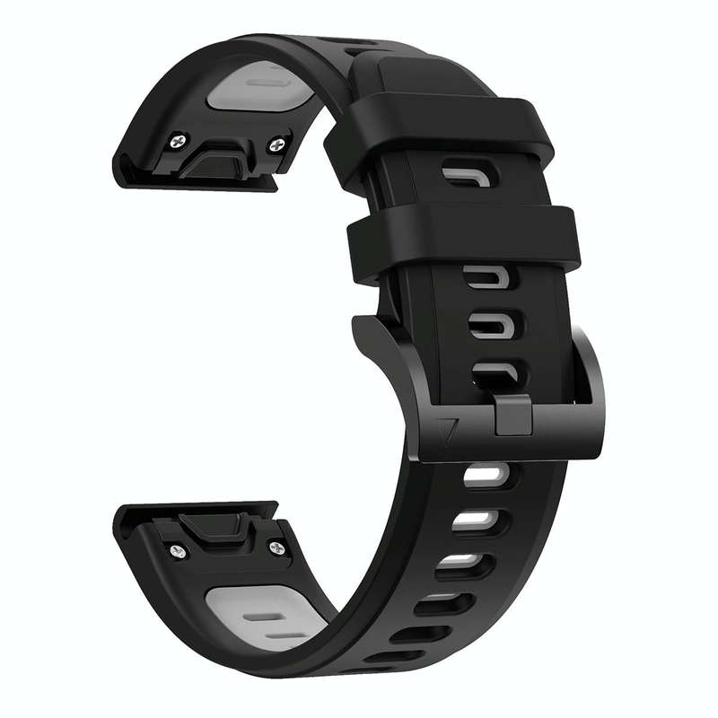 For Garmin Fenix 5X Sapphire 26mm Two-Color Sports Silicone Watch Band(Black+Grey)