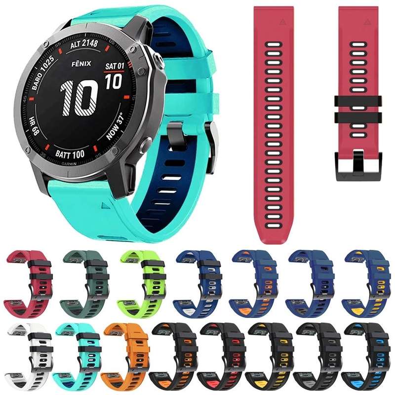 For Garmin Fenix 6X Pro 26mm Silicone Sports Two-Color Watch Band(Black+Orange)