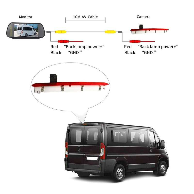 PZ473 Car Waterproof 170 Degree Brake Light View Camera + 7 inch Rearview Monitor for Volkswagen ...