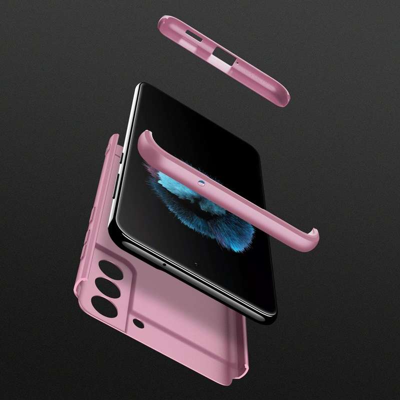 For Samsung Galaxy S21 FE GKK Three Stage Splicing Full Coverage PC Case(Rose Gold)