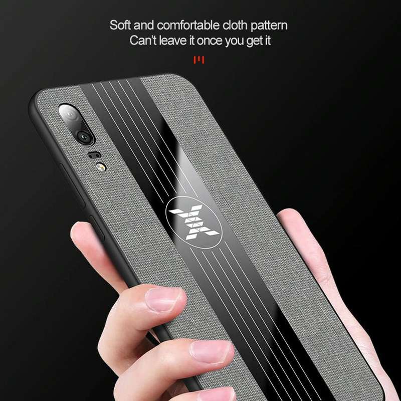 For Huawei P20 XINLI Stitching Cloth Textue Shockproof TPU Protective Case(Brown)