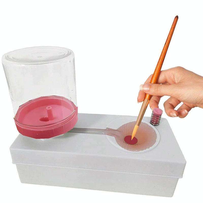 Oil Painting Brush Cleaner Tool with Water Container Paint Pen Washer GEN 1 Pink