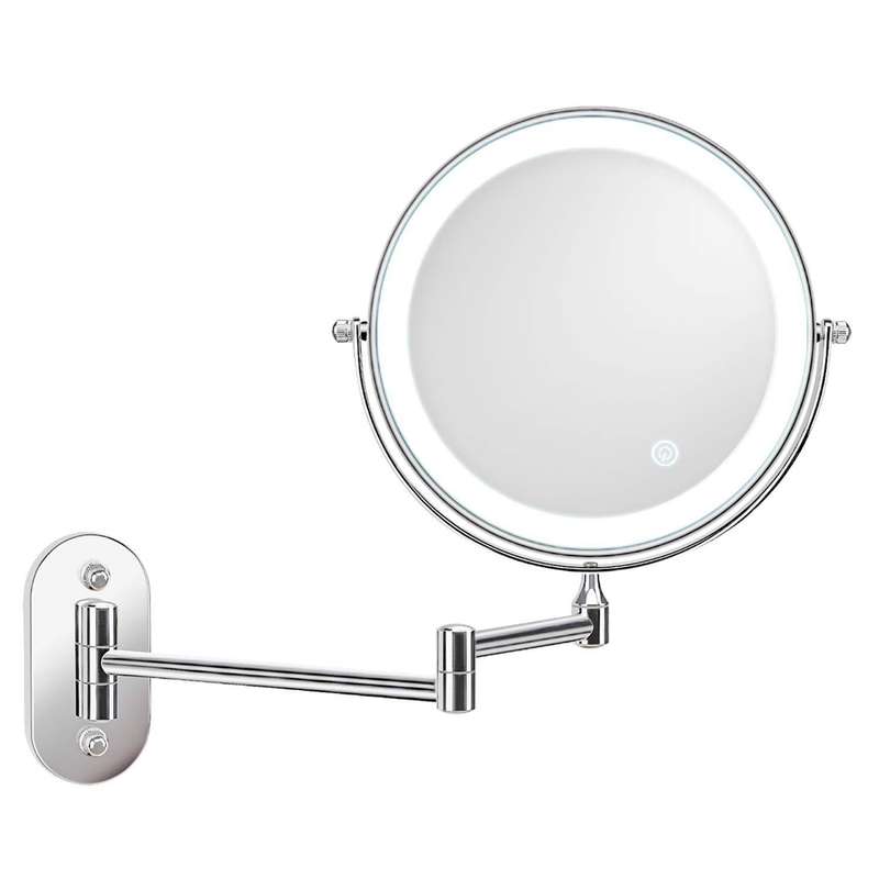 8 Inch Wall-Mounted Double-Sided Makeup Mirror LED Three-Tone Light Bathroom Mirror, Colour: USB ...
