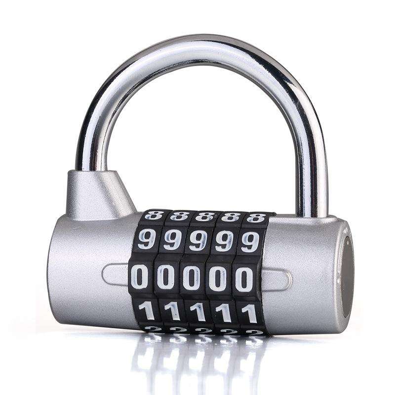 Large 5 Digit Combination Gym Cabinets Password Lock Tool Box Door Padlock(Silver)