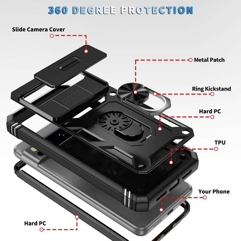 For Google Pixel 8 Pro Sliding Camshield TPU + PC Phone Case with Holder(Black)