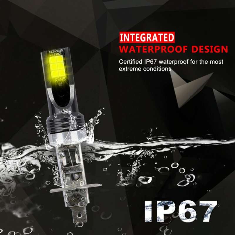 2 PCS H1 DC12V-24V / 12W / 3000K / 800LM 12LEDs SMD-3030 Car LED Fog Light (Yellow Light)