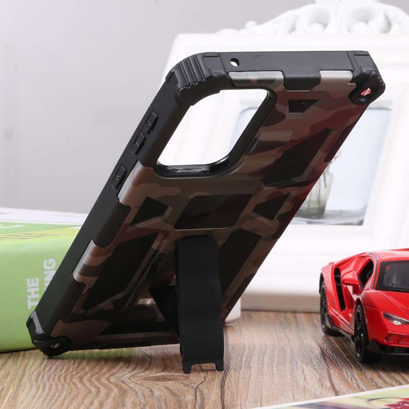 For Samsung Galaxy A73 5G Camouflage Armor Shockproof TPU + PC Magnetic Protective Phone Case wit...