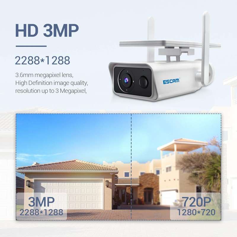 ESCAM QF180 H.265 3MP Solar Wifi IP Camera, Without Battery(White)