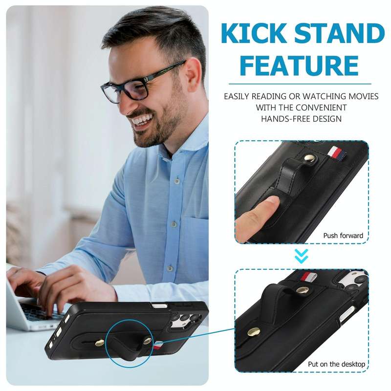 For Samsung Galaxy A53 5G Wristband Kickstand Wallet Leather Phone Case(Black)