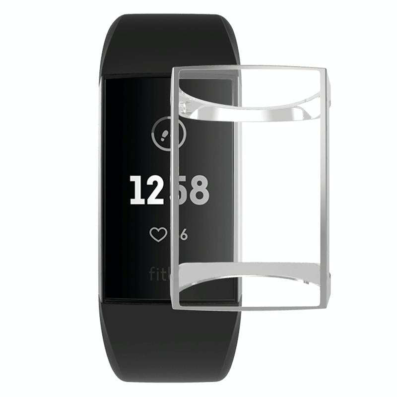 For Fitbit Charge 3 / 4 Full Coverage Plating TPU Watch Case(Silver)