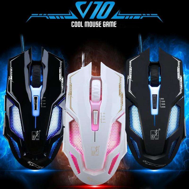 Chasing Leopard V10 USB 6-keys 2400DPI Four-speed Adjustable Steel Mesh Backlight Wired Optical G...