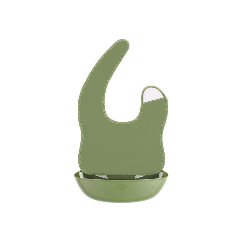 Baby Easy Clean Eating Bib Stereo Waterproof Ultra-light Rice Pocket(green)