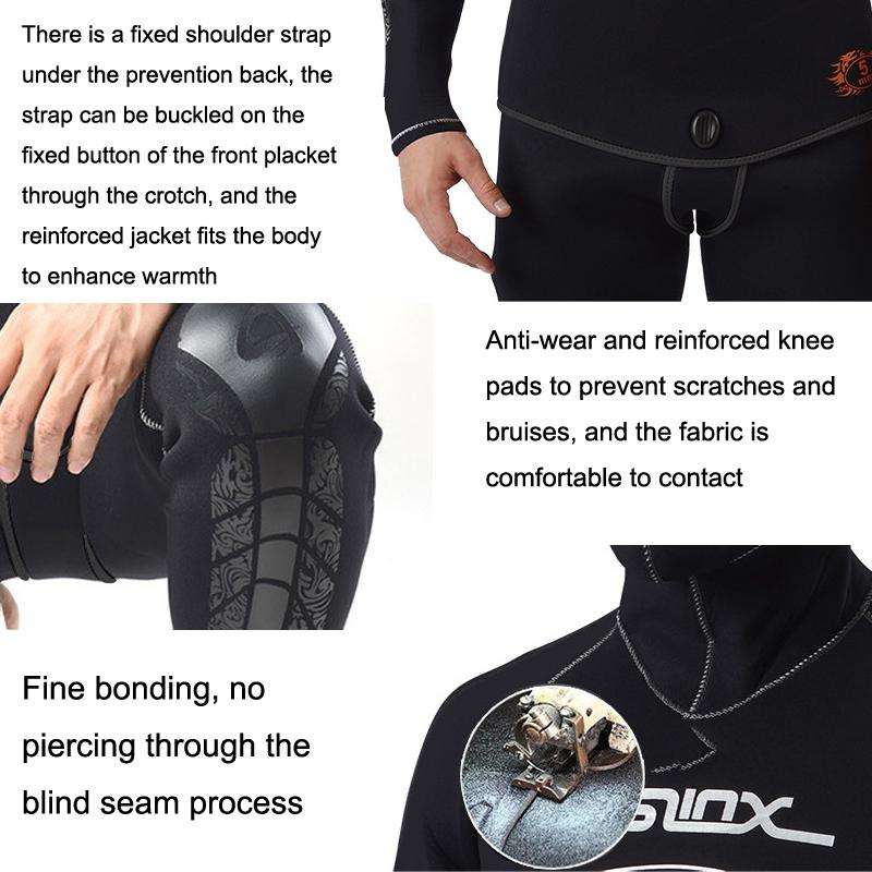 SLINX Thickened Long-sleeved Split Wetsuit With Headgear, Size: XXXL(Jacket)