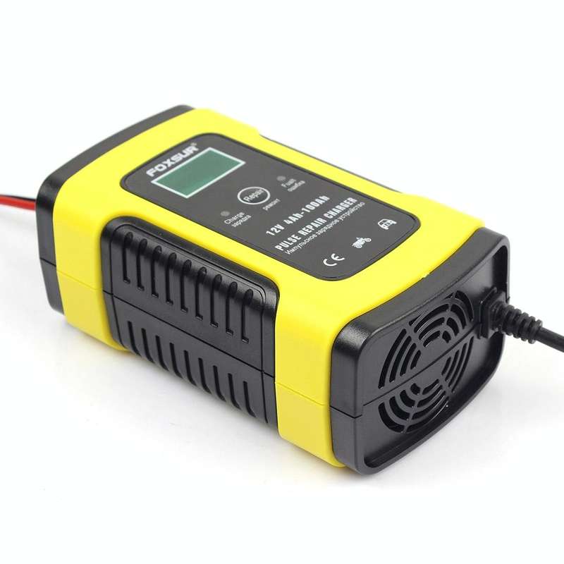 FOXSUR 12V 6A Intelligent Universal Battery Charger for Car Motorcycle, Length: 55cm, EU Plug(Yel...
