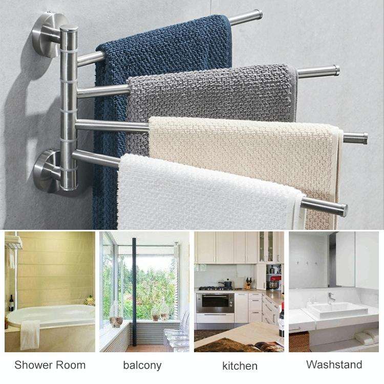 Stainless Steel Towel Bar Rotating Towel Rack Bathroom Kitchen Wall-mounted Towel Polished Rack H...