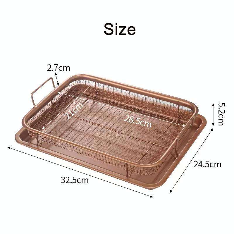 Oven Baking Stainless Steel Baking Pan Drain The Oil Mold, Specification: Square Bronze